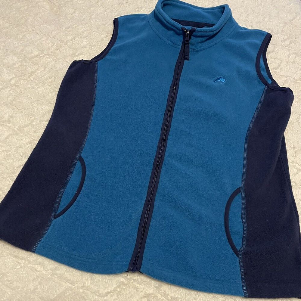 Outdoor Sport‎ Fleece Vest Blue Navy Zip Pockets Women's Size Medium Equestrian